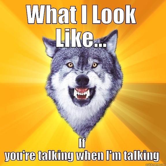 WHAT I LOOK LIKE... IF YOU'RE TALKING WHEN I'M TALKING Courage Wolf