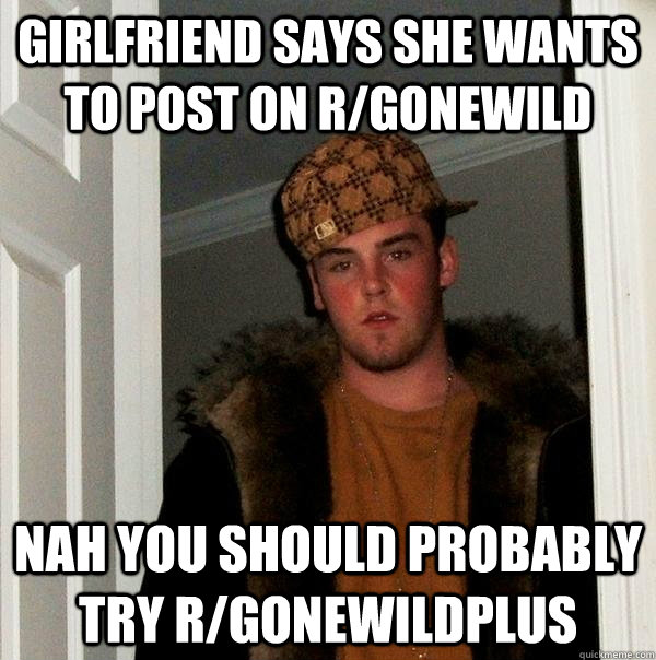 girlfriend says she wants to post on r/gonewild nah you should probably try r/gonewildplus  Scumbag Steve