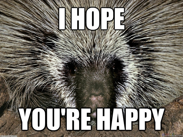 I hope You're happy  Passive Agressive Porcupine