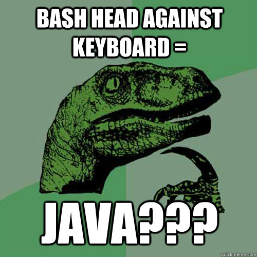 BASH HEAD AGAINST KEYBOARD = JAVA???  Philosoraptor