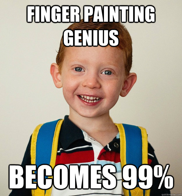 Finger Painting Genius Becomes 99%  Pre-School Freshman