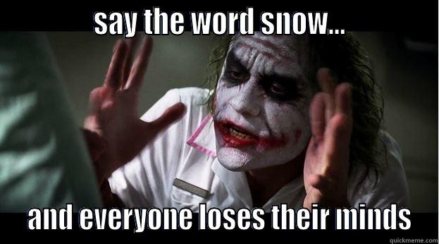              SAY THE WORD SNOW...              AND EVERYONE LOSES THEIR MINDS Joker Mind Loss