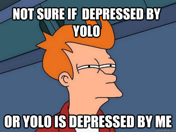 Not sure if  depressed by Yolo or yolo is depressed by me   Futurama Fry