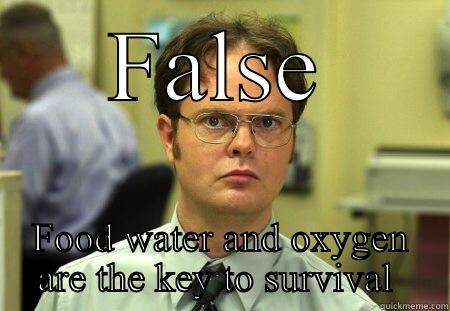 False Gabe  - FALSE FOOD WATER AND OXYGEN ARE THE KEY TO SURVIVAL  Schrute