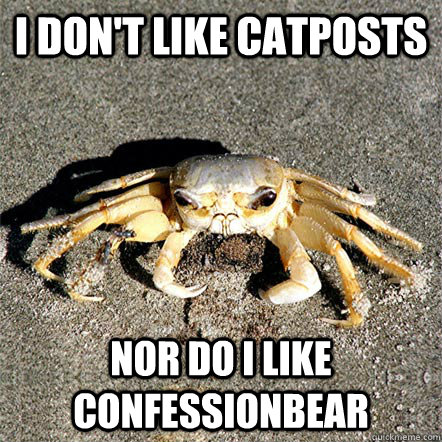 i don't like catposts nor do i like confessionbear  Confession Crab