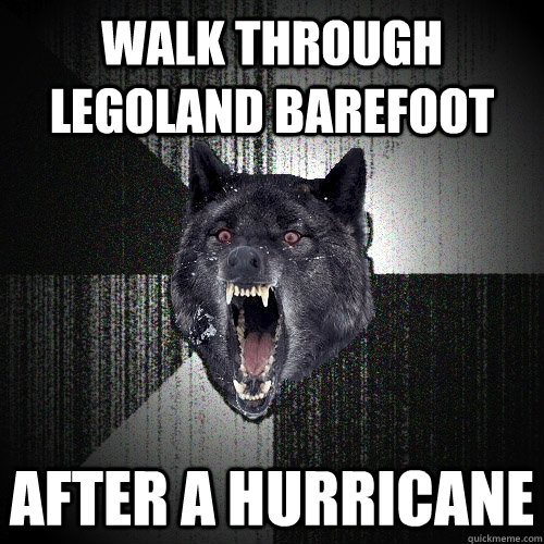 walk through legoland barefoot after a hurricane  Insanity Wolf