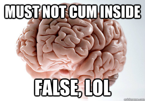 MUST NOT CUM INSIDE FALSE, LOL   Scumbag Brain