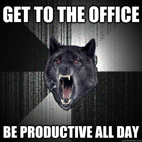 Get to the office be productive all day  Insanity Wolf