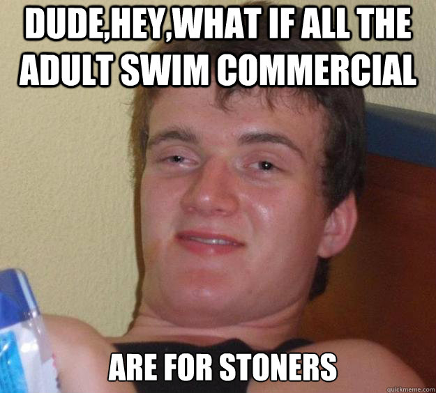 Dude,hey,what if all the adult swim commercial Are for stoners   10 Guy