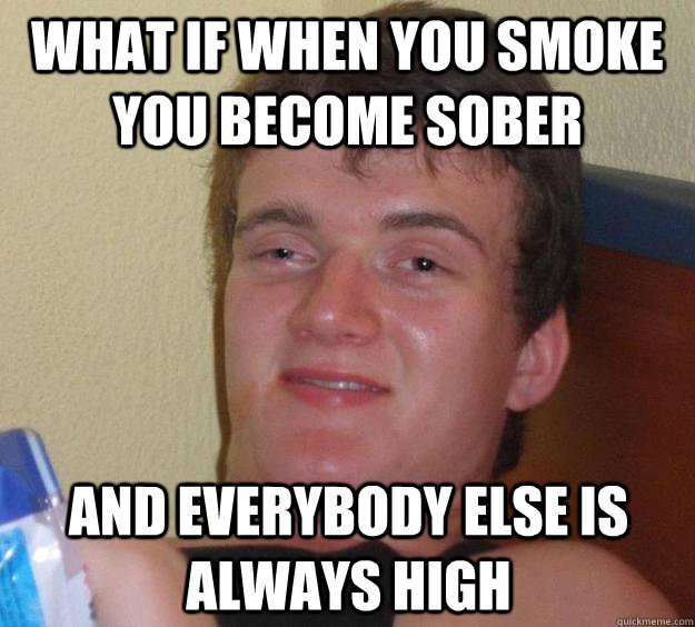 What if when you smoke you become sober and everybody else is always high  10 Guy