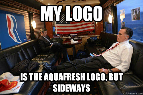 my logo is the aquafresh logo, but sideways  Sudden Realization Romney