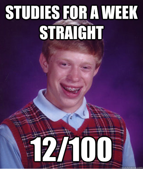 STUDIES FOR A WEEK STRAIGHT 12/100 - STUDIES FOR A WEEK STRAIGHT 12/100  Bad Luck Brian