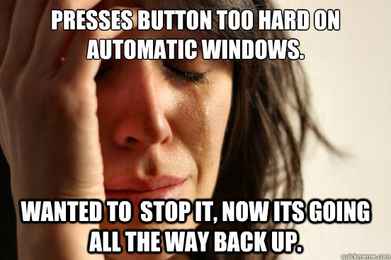 Presses button too hard on automatic windows. wanted to  stop it, now its going all the way back up.  First World Problems