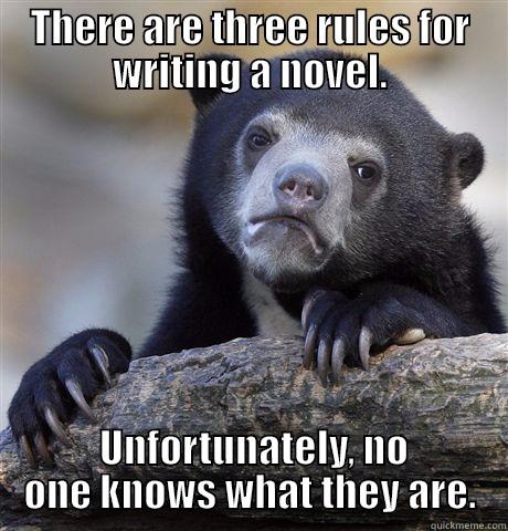 THERE ARE THREE RULES FOR WRITING A NOVEL.  UNFORTUNATELY, NO ONE KNOWS WHAT THEY ARE. Confession Bear