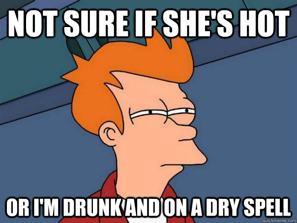 Not sure if she's hot Or I'm drunk and on a dry spell  Futurama Fry