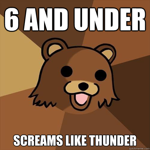 6 and under screams like thunder  Pedobear