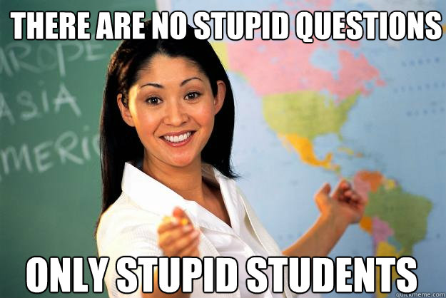 There are no stupid questions Only stupid students  Unhelpful High School Teacher