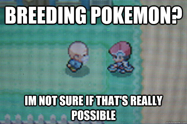 breeding pokemon? im not sure if that's really possible  Sexually Oblivious Daycare man