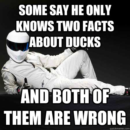 some say he only knows two facts about ducks and both of them are wrong - some say he only knows two facts about ducks and both of them are wrong  the stig