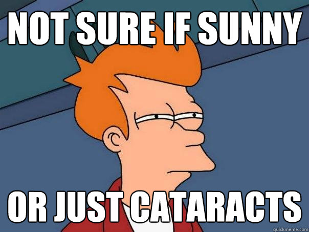 Not sure if sunny or just cataracts  Futurama Fry