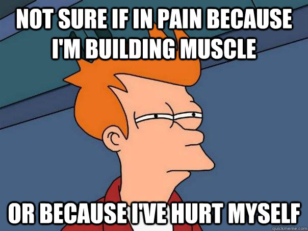 Not sure if in pain because i'm building muscle or because i've hurt myself  Futurama Fry