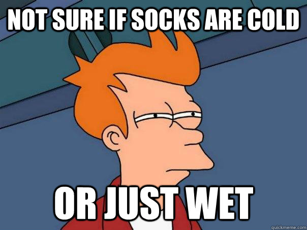 Not sure if socks are cold or just wet  Futurama Fry