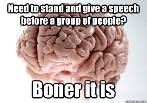 Need to stand and give a speech before a group of people? Boner it is  Scumbag Brain