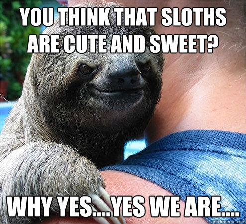 You think that sloths are cute and sweet? Why yes....yes we are....
  Suspiciously Evil Sloth