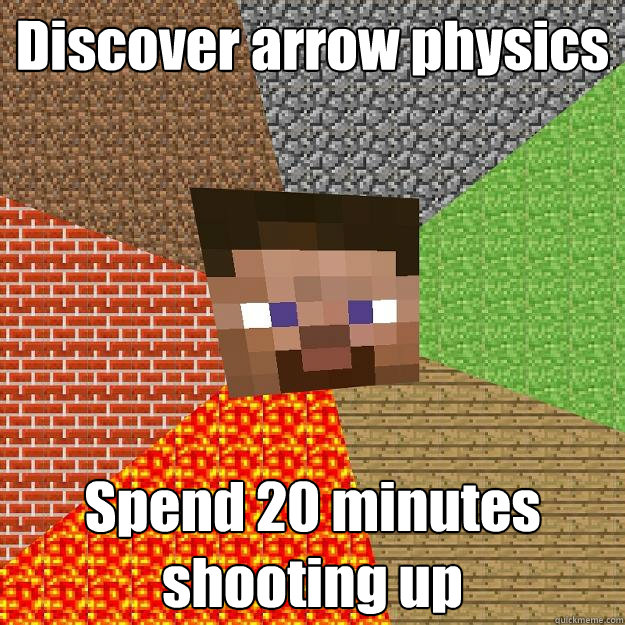 Discover arrow physics Spend 20 minutes shooting up  Minecraft