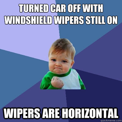 Turned car off with windshield wipers still on wipers are horizontal - Turned car off with windshield wipers still on wipers are horizontal  Success Kid