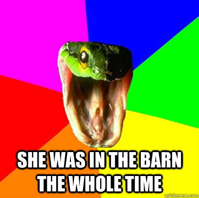 SHE WAS IN THE BARN THE WHOLE TIME  