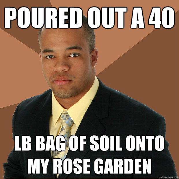 Poured out a 40 lb bag of soil onto my rose garden - Poured out a 40 lb bag of soil onto my rose garden  Successful Black Man