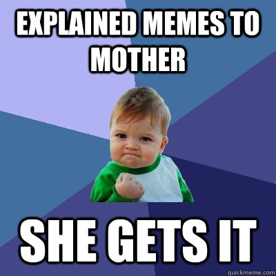 Explained memes to mother She gets it - Explained memes to mother She gets it  Success Kid