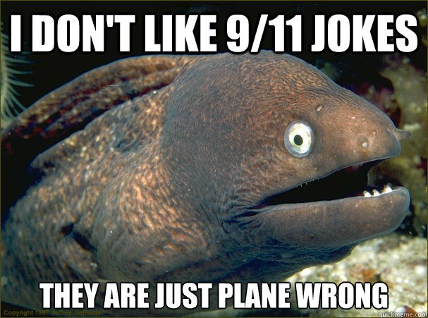 I don't like 9/11 jokes they are just plane wrong  Bad Joke Eel