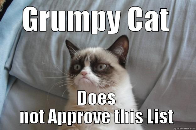 Grumpy Cat Does not approve this list - GRUMPY CAT DOES NOT APPROVE THIS LIST Grumpy Cat