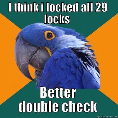 I THINK I LOCKED ALL 29 LOCKS  BETTER DOUBLE CHECK Paranoid Parrot