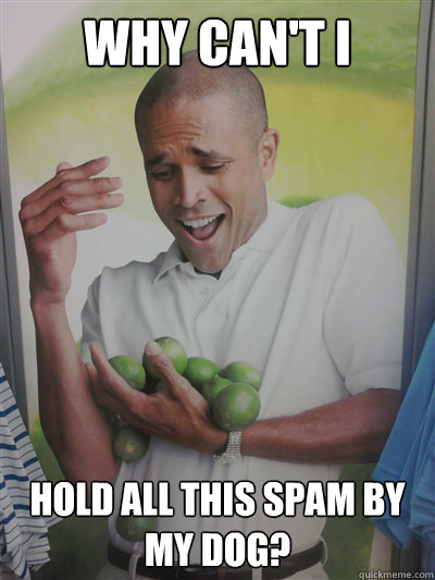 Why can't I hold all this spam by my dog? - Why can't I hold all this spam by my dog?  Lime Guy