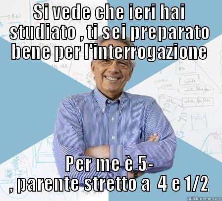 SI VEDE CHE IERI HAI STUDIATO , TI SEI PREPARATO BENE PER L'INTERROGAZIONE PER ME È 5- , PARENTE STRETTO A  4 E 1/2 Engineering Professor