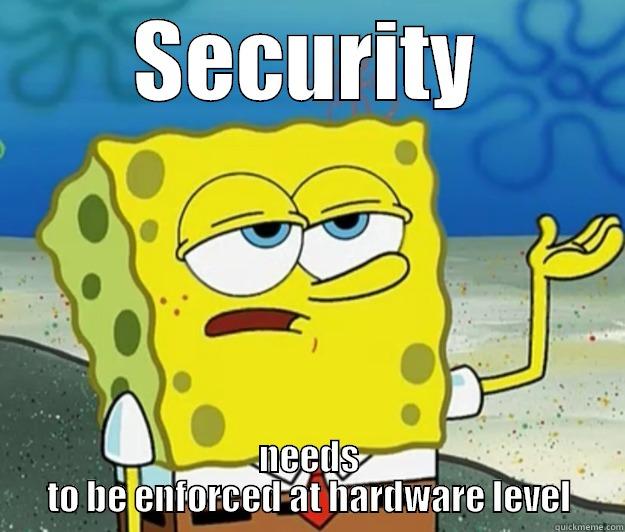 SECURITY NEEDS TO BE ENFORCED AT HARDWARE LEVEL Tough Spongebob