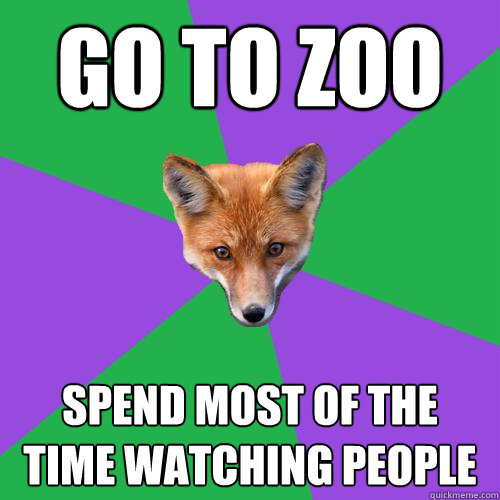 GO TO ZOO SPEND MOST OF THE TIME WATCHING PEOPLE  Anthropology Major Fox