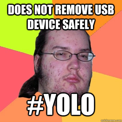 Does not remove USB device safely #YOLO  Butthurt Dweller