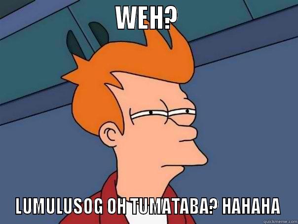                       WEH?                       LUMULUSOG OH TUMATABA? HAHAHA Futurama Fry