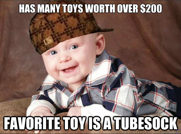 Has many toys worth over $200 Favorite toy is a tubesock  