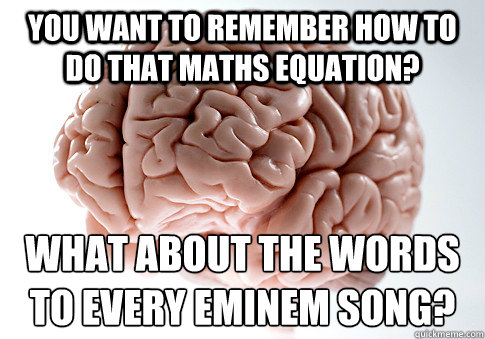 You want to remember how to do that maths equation? what about the words to every eminem song?  Scumbag Brain