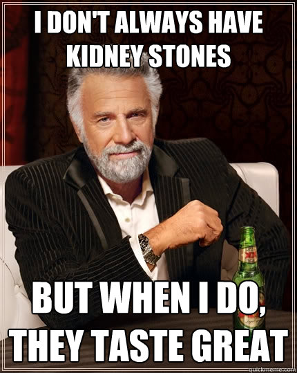 I don't always have kidney stones But when I do, they taste great  The Most Interesting Man In The World