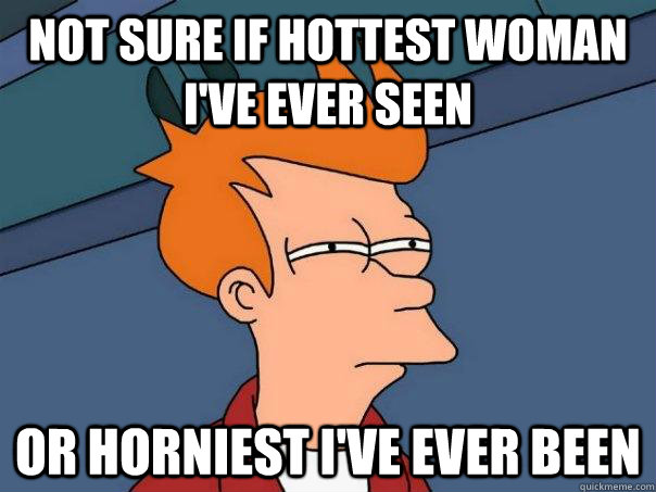 not sure if hottest woman I've ever seen or horniest i've ever been  Futurama Fry