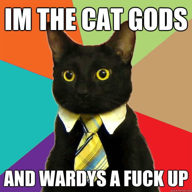 Im the cat gods and wardys a fuck up  Business Cat