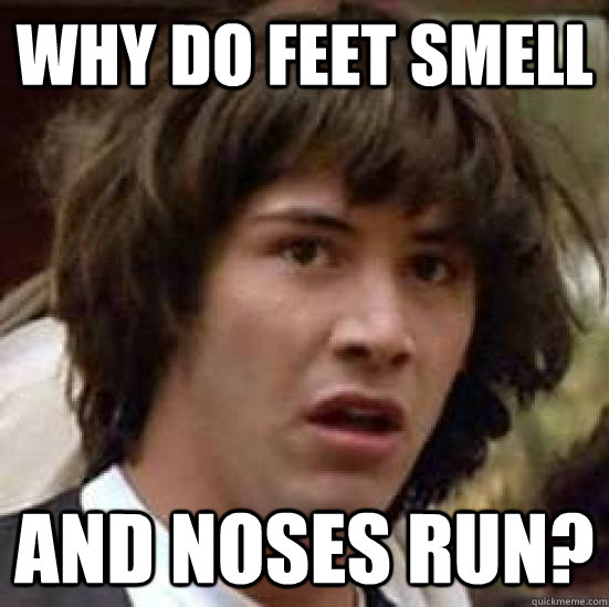 Why do feet smell and noses run?  conspiracy keanu