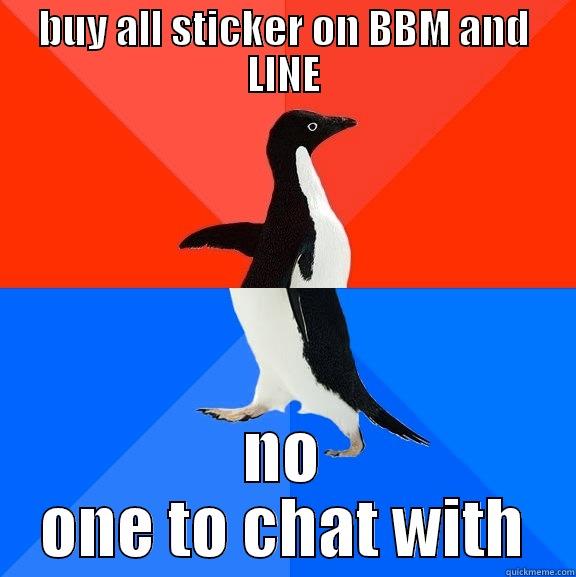 BUY ALL STICKER ON BBM AND LINE NO ONE TO CHAT WITH Socially Awesome Awkward Penguin