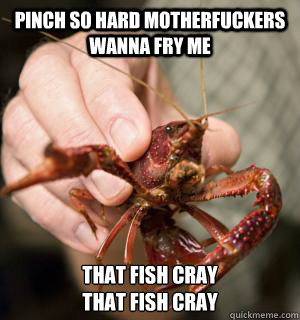 pinch so hard motherfuckers wanna fry me that fish cray
that fish cray  